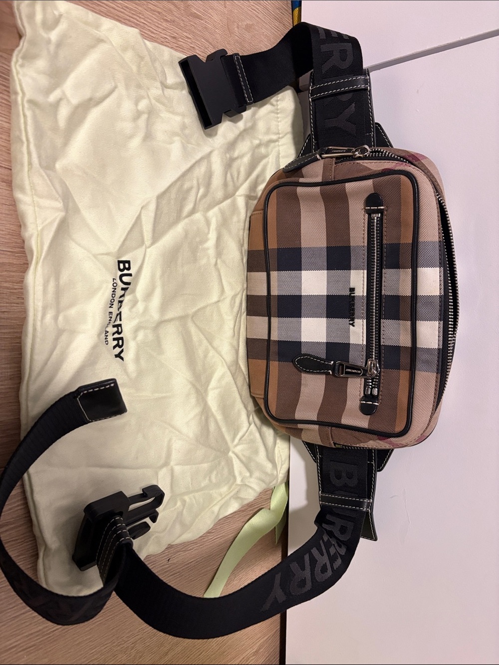 Burberry Tan and Brown Vintage Check Belt Bag